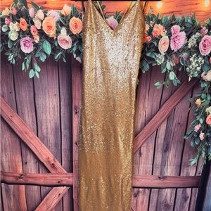 slim fit dress slacks BOUTIQUE Short Strapless Rose Gold Sequin Gown – Style Exchange Boutique PGH main image 0